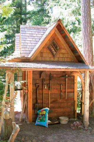 Back Storage of of potting shed on Pender Island built by Dave Dandeneau of Gulf Islands Artisan Homes