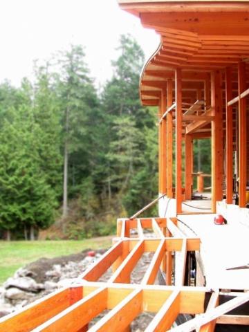 Deck in Construction of West Coast Home on Pender Island built by Dave Dandeneau of Gulf Islands Artisan Homes