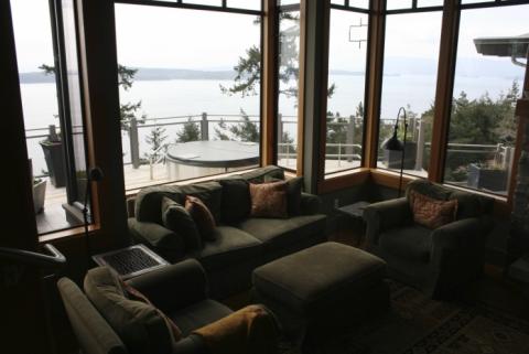 Sitting Room of West Coast Home on Pender Island built by Dave Dandeneau of Gulf Islands Artisan Homes